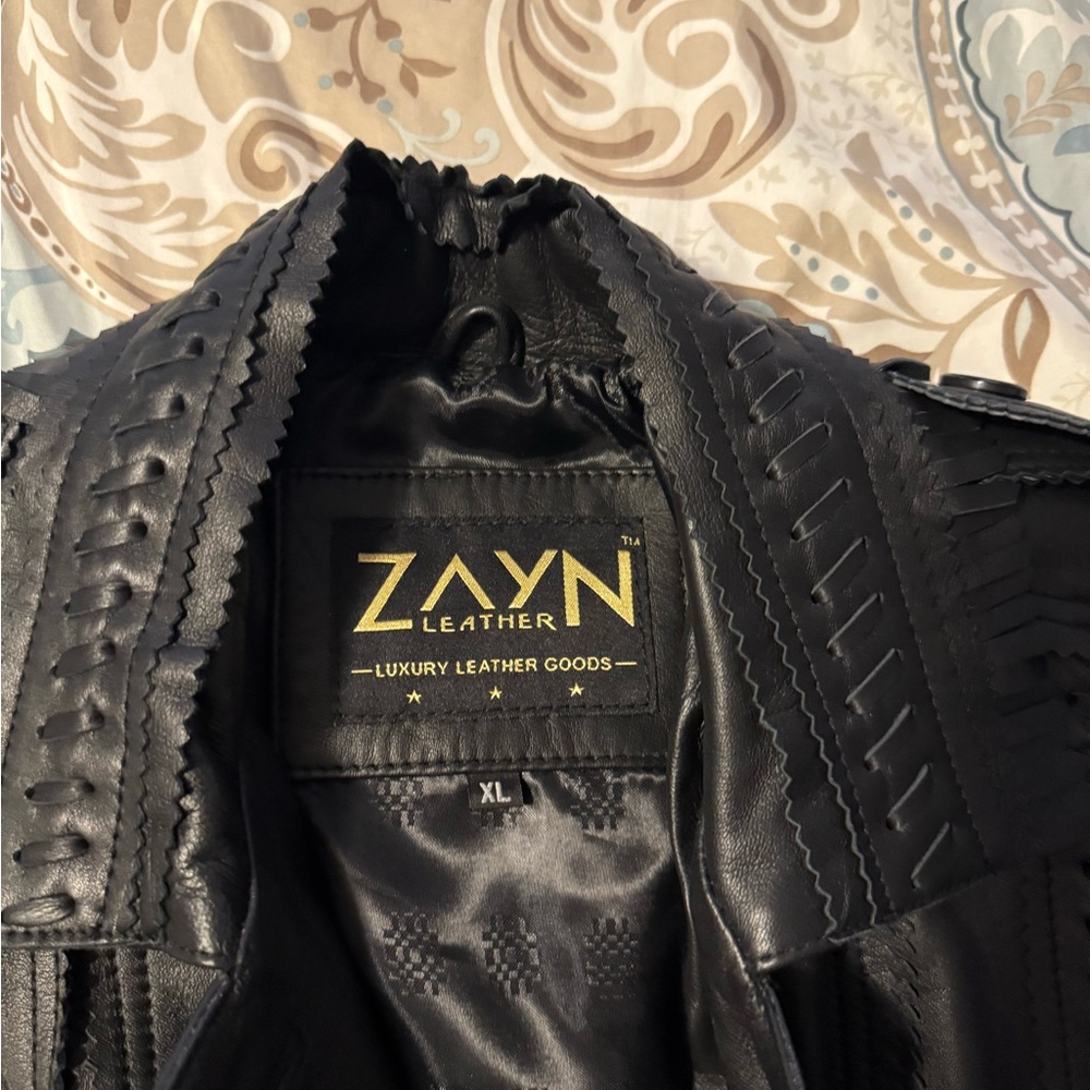 Zayn Leather Black Braided Detail Jacket